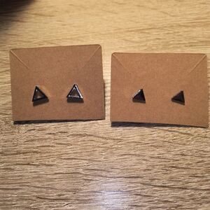 2 Pack Silver Triangle Earring